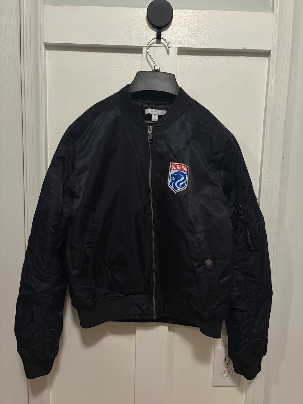 WEAR by Erin Andrews OL Reign soccer bomber jacket in black, size Small.